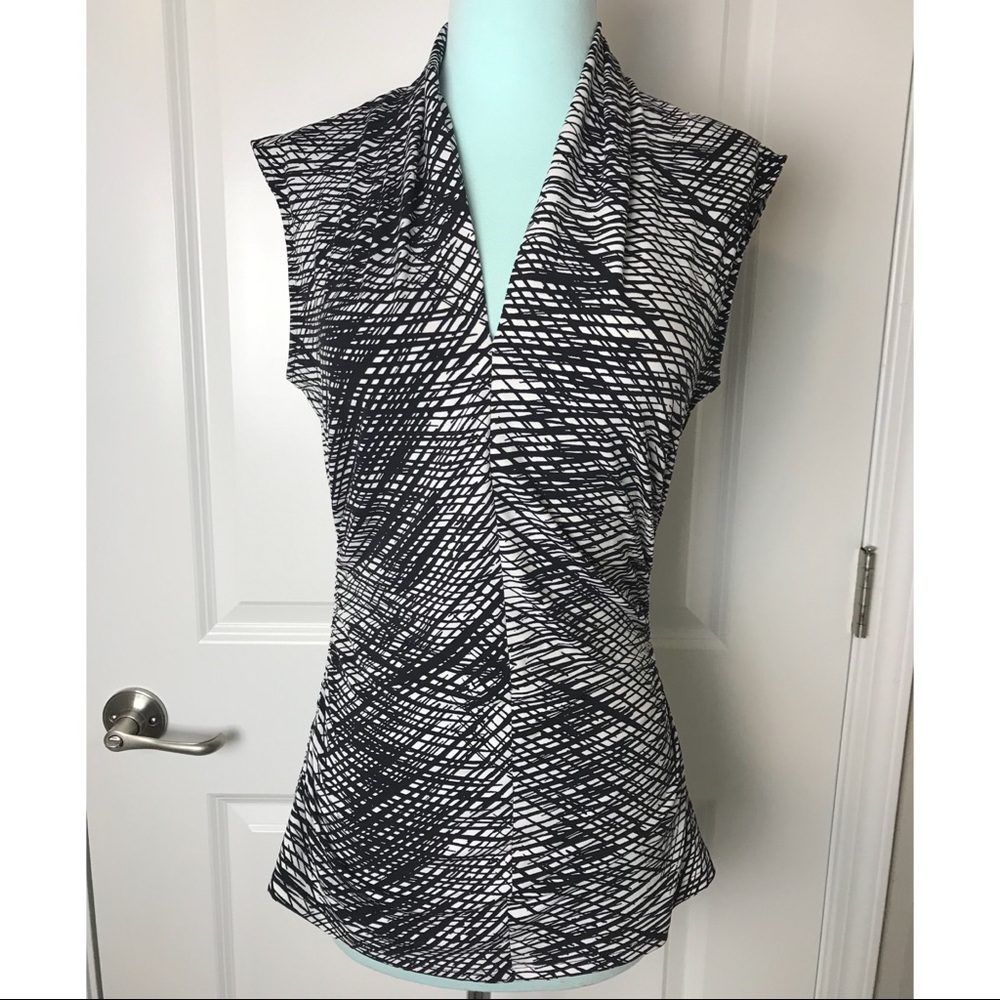 Vince Camuto: black & white sleeveless top